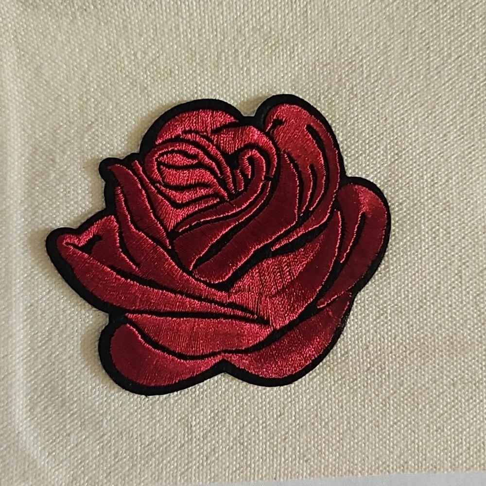 Hand Crafted embroidered bag red skull multicolored butterflies red rose rustic
